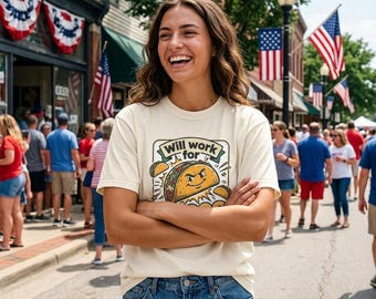 Retro Taco Illustration T-Shirt | Garment-Dyed Cotton Tee