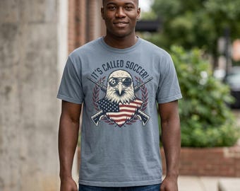 Patriotic Eagle Soccer T-Shirt | American Flag Rifles World Cup 2026 USA