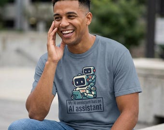 AI Assistant Robot T-Shirt | Nerdy Tech Humor Retro Robots Graphic Tee