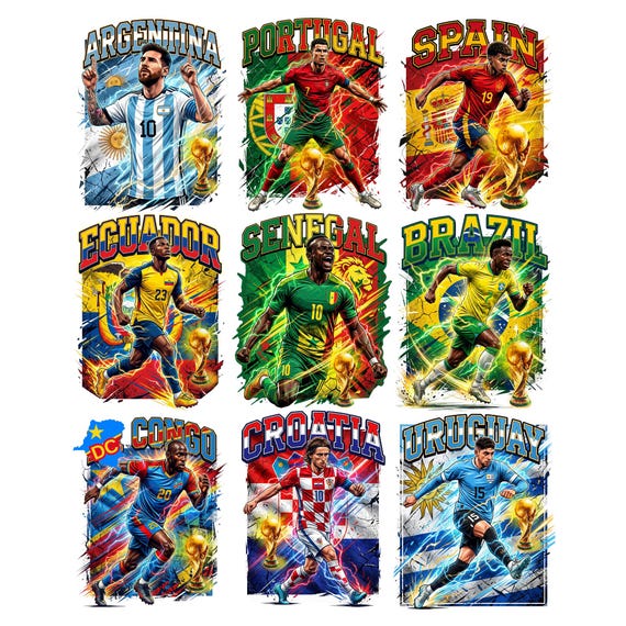 48 World Cup Teams Football Soccer Png Bundle - World Soccer PNG Files |  T-Shirt Graphics Streetwear Halftone (Digital Download)