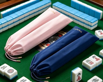 Samt Mahjong Tasche, dicker, weicher Stoff, 4 geteilte Taschen, tragbarer Mahjong-Rack-Halter