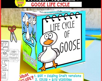 Gans Lebenszyklus Cube Box Falten Handwerk: SPRING Bauernhof Tier Vogel Studie Interaktive Wissenschaftliche Ressourcen Aktivität Kinder Vorschulspiel Lernen