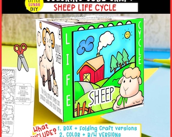 Schaf Lebenszyklus Cube Box Falten Handwerk: SPRING Bauernhof Tierstudie Interaktive Wissenschaft Lehrer Ressourcen Aktivität Kinder Vorschulspiel Lernen