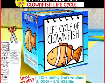 Clownfisch-Lebenszyklus-Würfel-Kasten-faltende Fertigkeit: OCEAN Sea Meerestierstudie Interaktive wissenschaftliche Ressourcenaktivität Kindervorschullernen