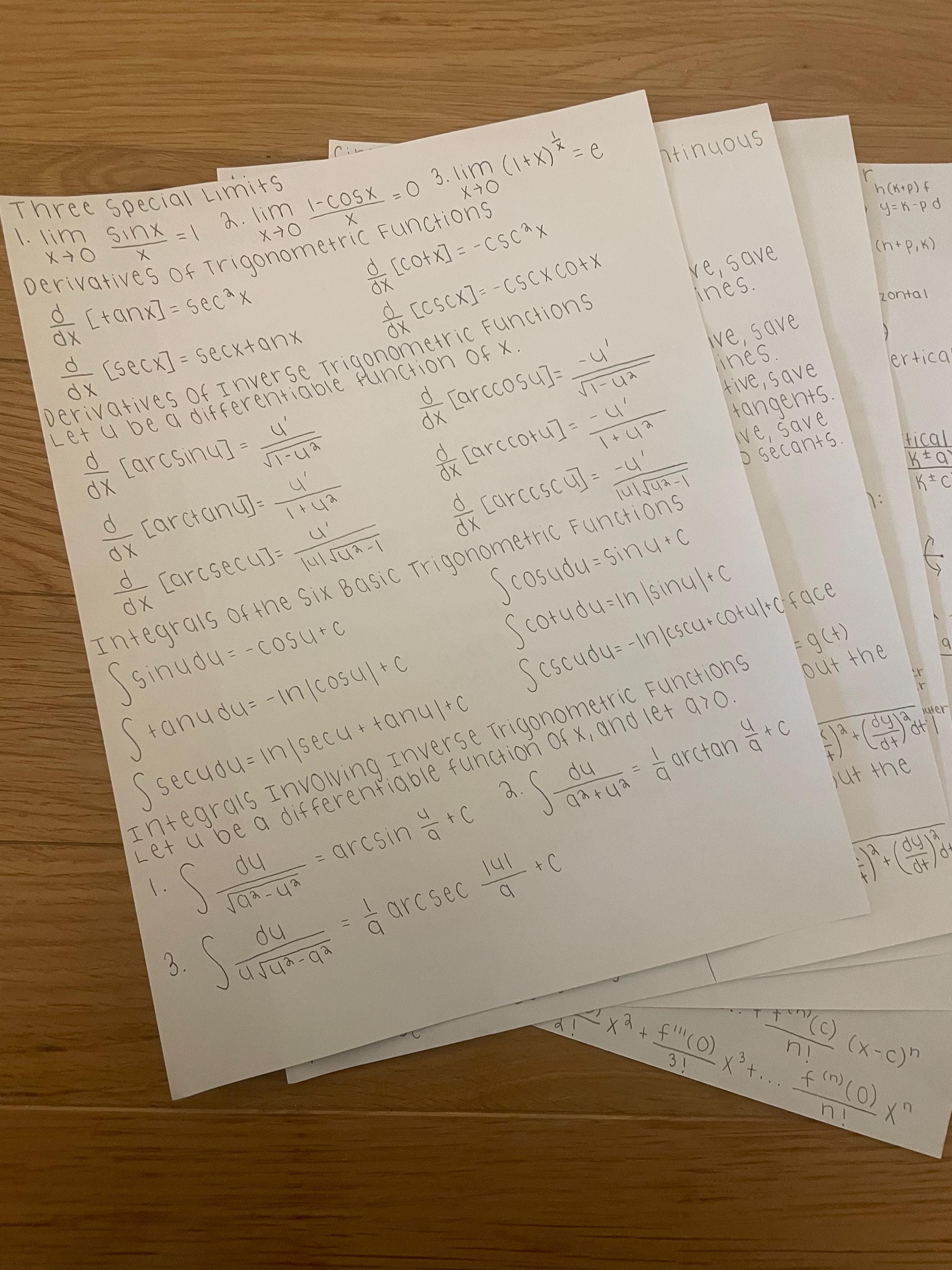 Handwritten Calculus Formulas (5 Handwritten Pages) #handmade # ...