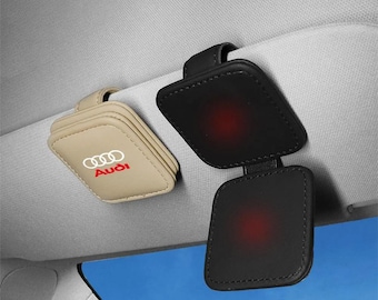 Magnetic PU Leather Sunglasses Holder – Audi A3 A4 Q3 Q5 Visor Clip