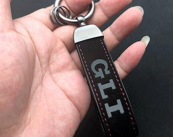 Luxury GLI Leather Keychain, Car Logo Key Ring for Men Women, Premium Auto Keychain Accessory Gift 2024