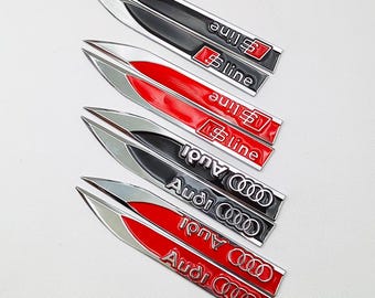 2PCS Audi S Line Fender Stickers, Metal Side Emblem Decals for Q3 Q5 Q7 A3 A4 A5 TT RS5 Accessories