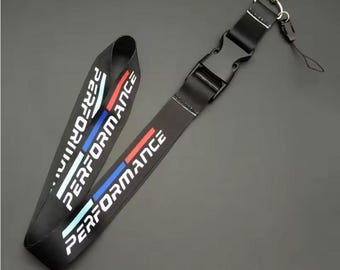 BMW M Performance Lanyard Keychain: Black & White Nylon Car Key Accessory