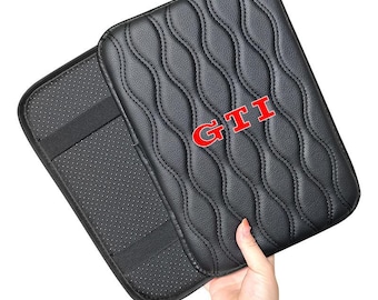 VW GTI Armrest Cover Pad, Car Center Console Cushion Protector for Golf Polo CC T Roc Touran Accessories