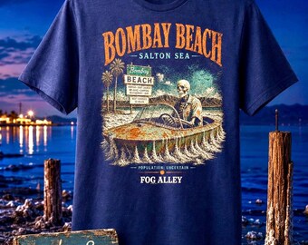 Bombay Beach Salton Sea Shirt | Vintage Desert Gothic Tee | Retro Skeleton Boat Graphic | Distressed Streetwear - Bella + Canvas