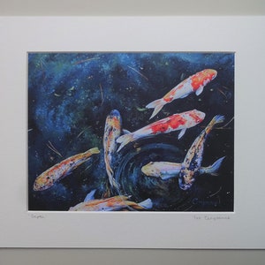 Koi Fish Limited Edition Giclee Print - Depth - Art - 8" x 10" koi pond print with 11" x 14" mount - Garden lover's gift
