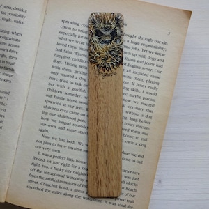 Hand-Painted Hedgehog Bookmark: Miniature Wildlife Art on Oak - Gift for Hedgepig Lovers