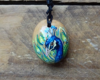 Peacock Spirit Pendant - Hand Crafted Bird 'Self Love' Totem - Adjustable Necklace 13" to 27" - Wood Jewellery