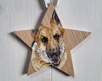 Pet Portrait Star - Pre Order - 8.5cm wooden star - hand cut - hand painted - personalised portrait - pet art keepsake - memento