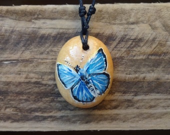 Butterfly Spirit Pendant - Hand Crafted Insect 'Joy' Totem - Adjustable Necklace 13" to 27" - Wood Jewellery