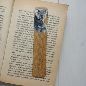 Koala Miniature Art Bookmark: Hand-Painted Oak Page Marker