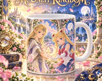 Moonlit Kingdom Mug | Magical Princess Duo | Fantasy Anime Coffee Cup | 11 oz Ceramic Gift