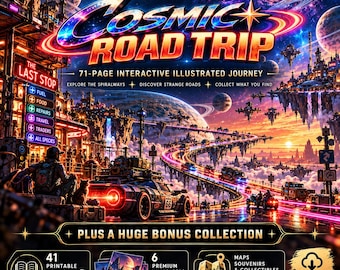 Cosmic Road Trip Interactive Adventure Book | Sci-Fi Travel Journal & Printable Activity PDF