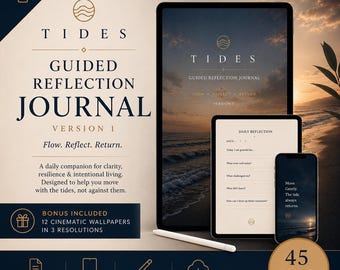 TIDES Guided Reflection Journal | Digital Wellness Planner PDF (45 Pages)