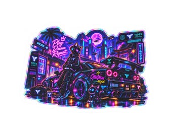 Cyberpunk Arcade Neon Runner Sticker | 3x3 JDM Car Decal (Digital Download)