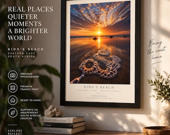 Kidd's Beach Sunrise Print | Coastal South Africa Ocean Wall Art (Framed)