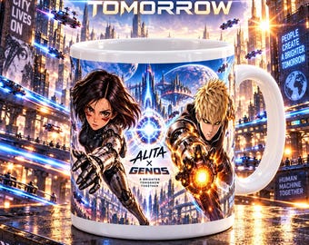 Alita × Genos Mug: A Brighter Tomorrow, 11 oz Ceramic Cyborg Cup