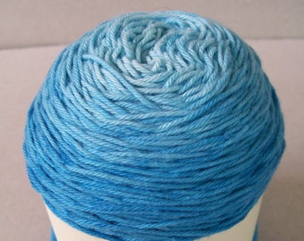 Cotton 4ply.  Gradient hand-dyed blue fingering weight cotton. 100gm.  Wedgewood.