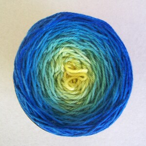 Cotton Gradient DK.  Gradient hand-dyed yellow to blue cotton yarn - Orbost