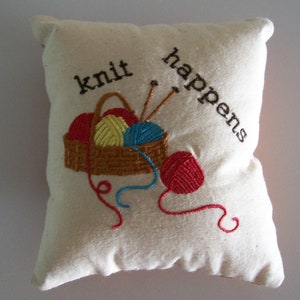 Pincushion - Knit Happens quirky pincushion.