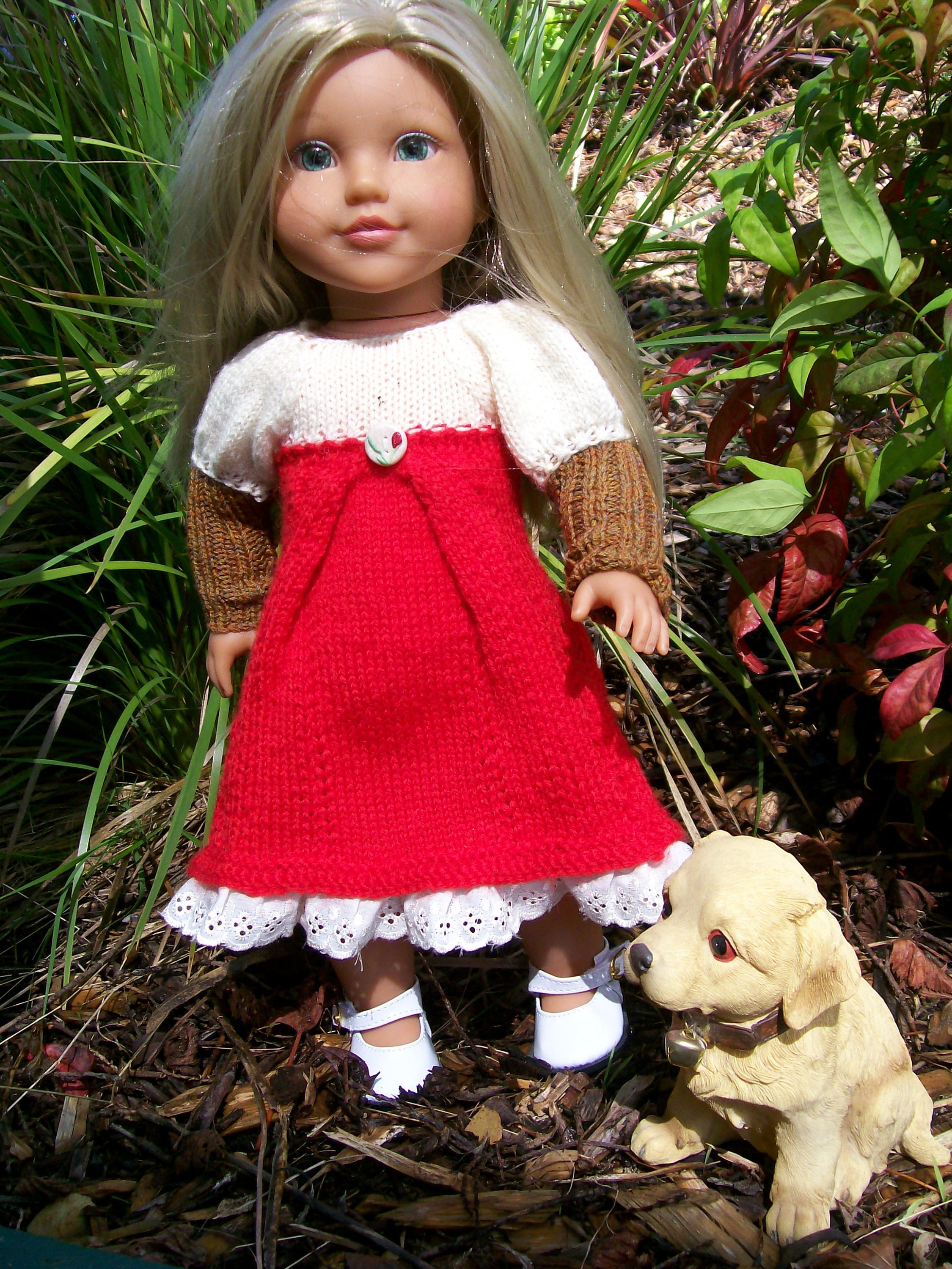 Hand Knitted Woollen Doll's Dress 