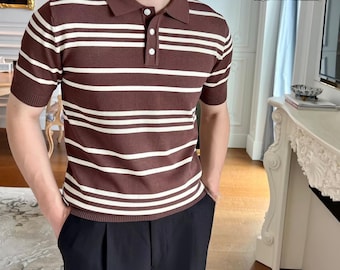 Striped Polo Shirt | Contrast Short Sleeve Top | Daily Wear | Minimal Casual Style