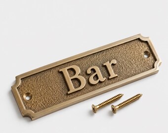 Custom Engraved Brass Bar Sign, Personalized Plaque, Home Bar Decor