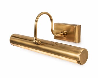 Solid Brass Adjustable Picture Light, Gallery Wall Sconce, Library Lamp, Hand-Finished Brass