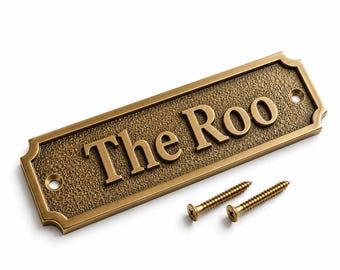 Custom Brass Door Sign, Personalized Room Name Plaque, Engraved Metal Name Plate