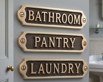 Solid Cast Brass Custom Name Plate, Personalized Door Sign, Vintage Scalloped Border, Office Plaque