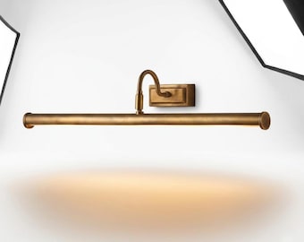 Solid Brass Linear Picture Light, Adjustable Art Gallery Lamp, Modern Sconce, Library Accent Lighting