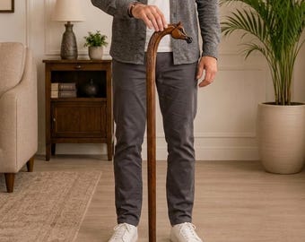 Horse Head Walking Cane, Handmade Wooden Walking Stick, Carved Horse Handle Cane, Equestrian Gift for Horse Lovers