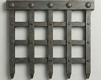 Medieval Castle Gate Wood Art | Faux Iron Portcullis Wall Hanging