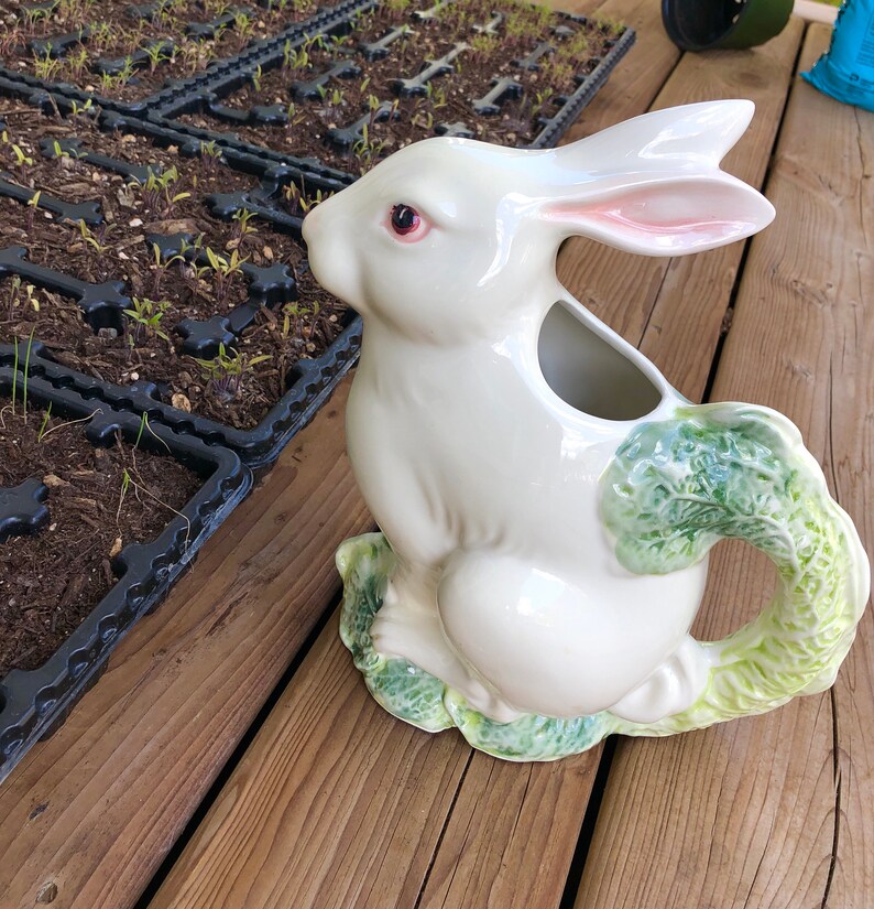 Vintage Bunny Ceramic Pitcher Country Decor PIZZATO Made In Etsy 日本