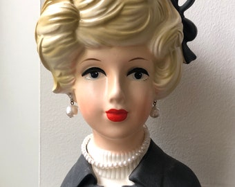 NAPCO Lady Head Vase #8497 Collectible 7 Inch Tall Vintage Head Vase 60’s Mother's Day Gift