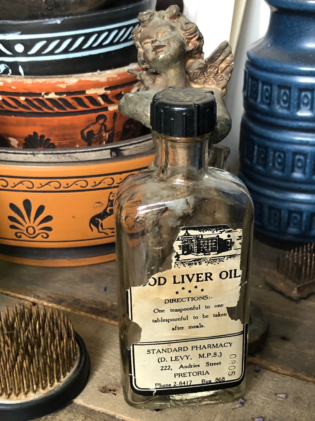 Antique Cod Liver Oil Bottle Movie Prop Vintage Collectible free