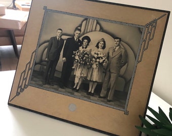 Art Deco Photography Sepia Group Photo Firm Large Cardboard Frame