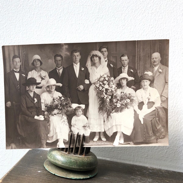 Vintage Wedding Postcard Edwardian 1910 Black and White Photography Sepia Tone