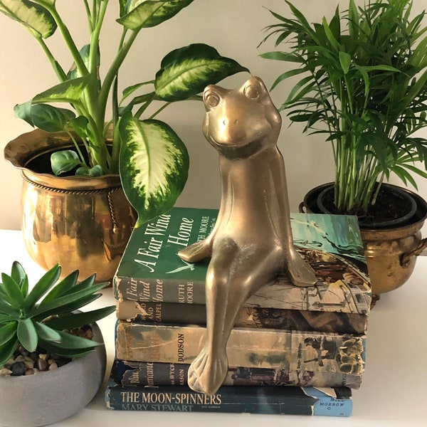 10 inch Large Brass Frog Sitting Position Home Decor