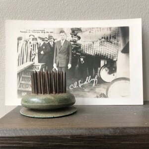 Mint Real Picture Charles Lindbergh Photo Inutilisé Carte postale Aviateur historique Spirit Of St Louis CIDNA Paris Lindbergh Signature Collectible