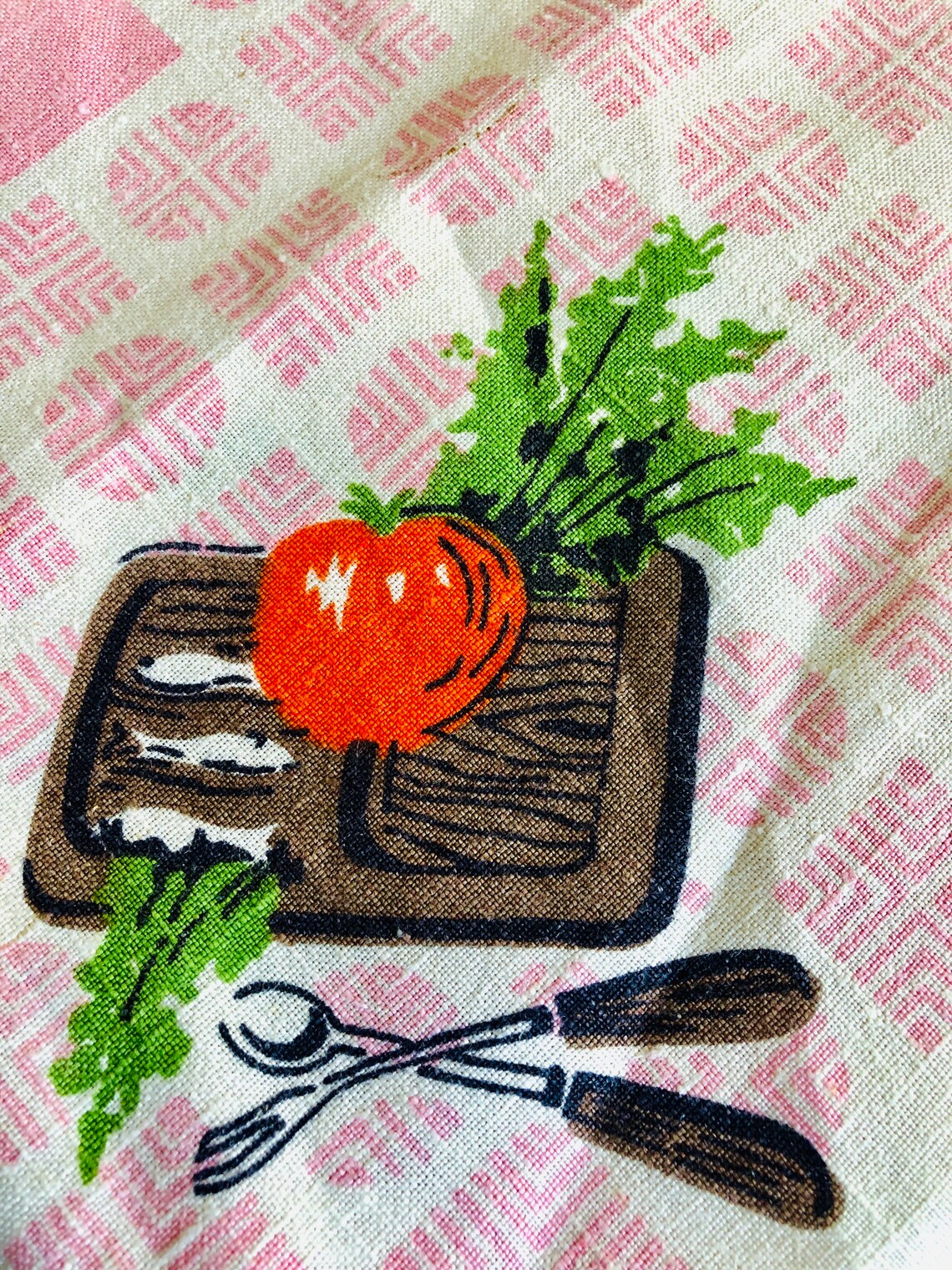 Vintage Linen Kitschy Fabric Retro Atomic Style Mod 60's Etsy