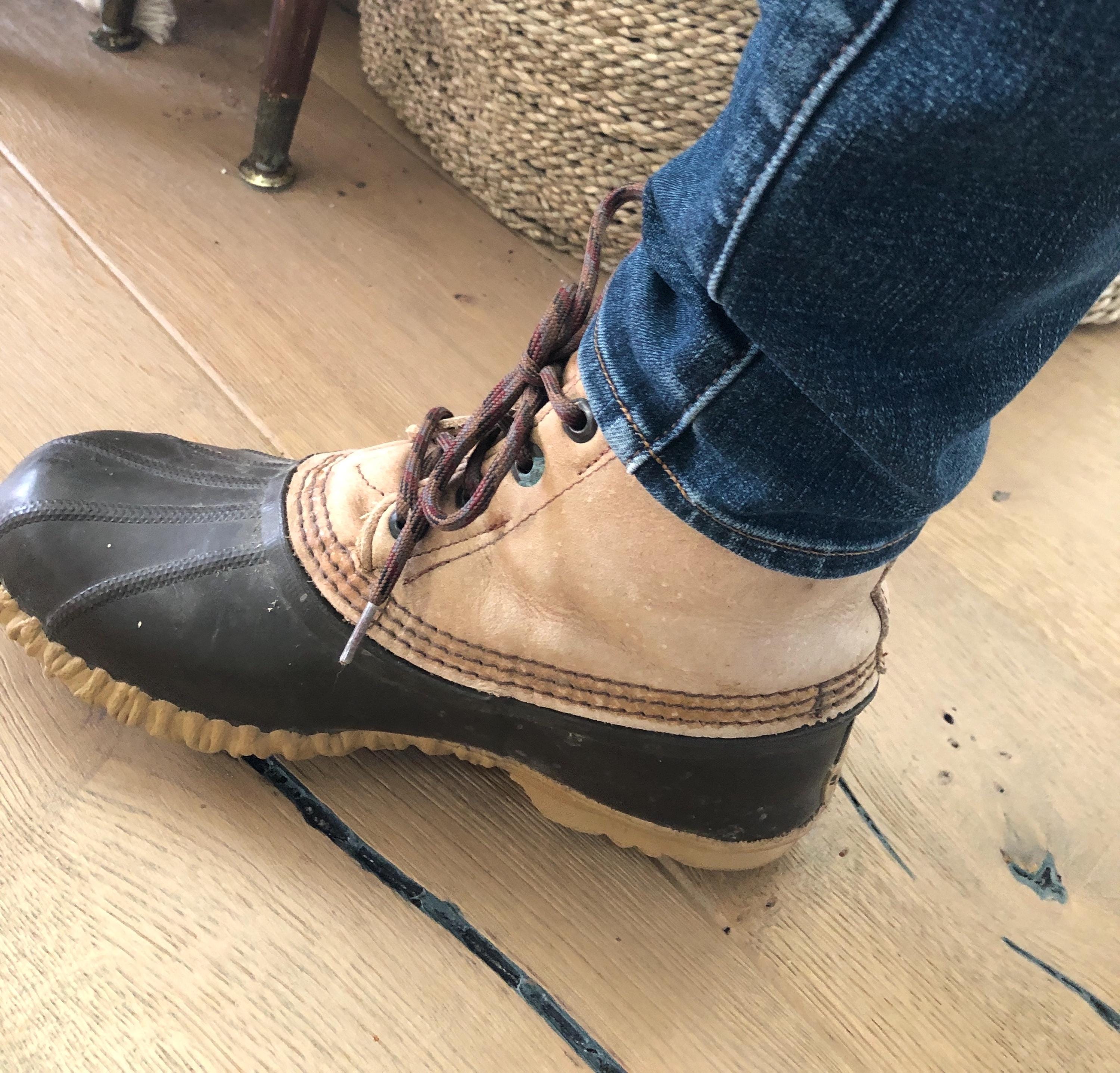 Vintage SOREL Brown Genuine Leather 5-Eye Outdoor Duck Boots Men\'s 7 Canada Made Vintage Sorel Duck Boots Mens US Size 10 Shoes Muck Leather  main image 4
