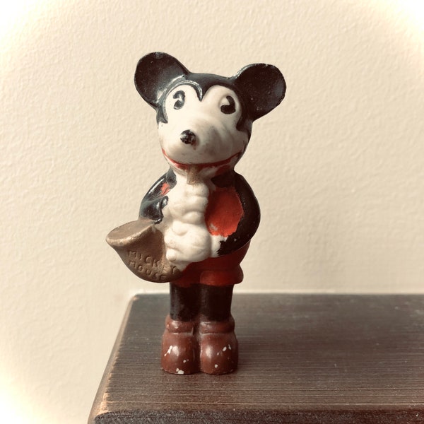 1930 Bisque Micky Mouse Walt Disney Figurine Made In Japan Playing Sax Antique Collectible
