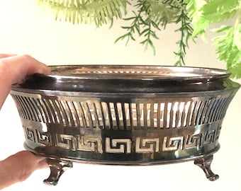 Vintage WB Rogers Silver Plated Plant Holder Tarnished Bowl Shabby Chic Decor